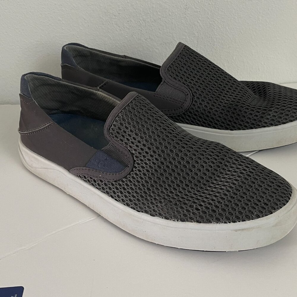 OLUKEI shoes Men's slip-on sneakers size 8M Gray mesh slip-on sneakers - Picture 7 of 7
